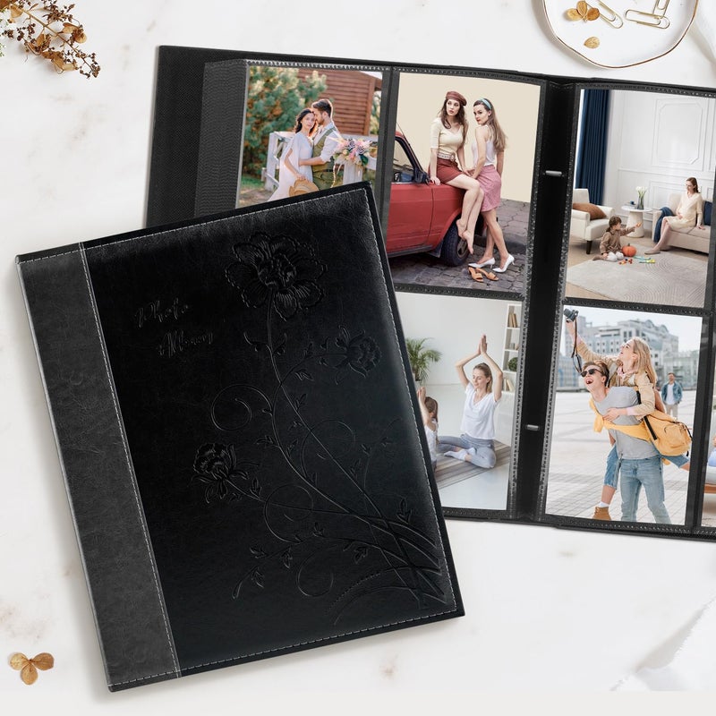 Artmag Photo Picutre Album 4x6 400 Photos, Extra Large Capacity Leather Cover Wedding Family Photo Albums Holds 400 Vertical 4x6 Photos with Black Pages(Black) - Image 4